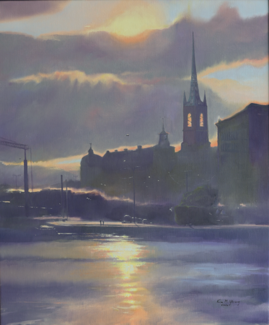 Gamla stan efter regn (Olja)